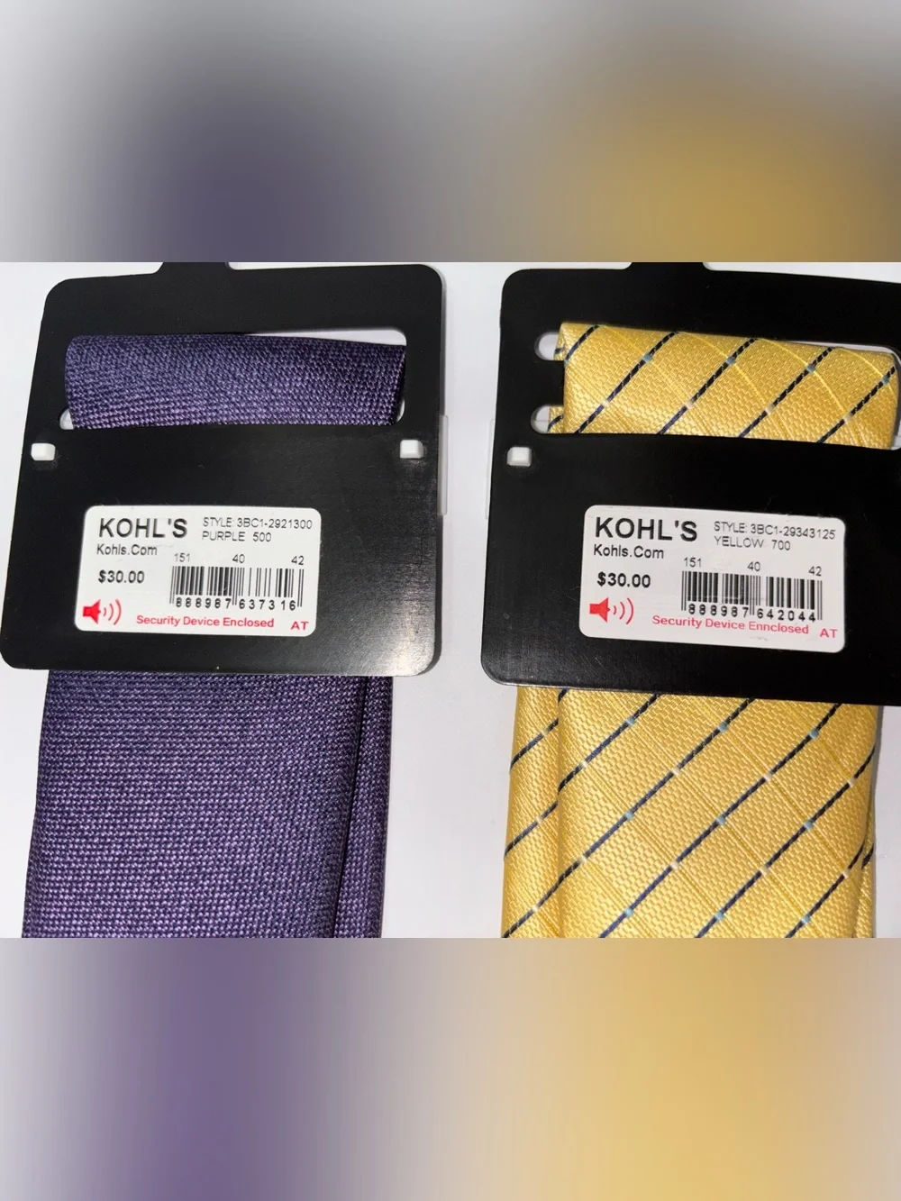 Bespoke New York Regular Tie 2 Piece Lot Purple Yellow Polyester 3” Width NWT